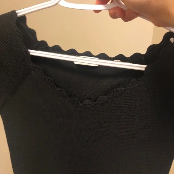 Sandro Black Knitted Scallop Dress - Size 38 (EU) - Picture 3 of 4